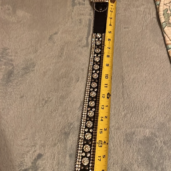 Black Crystal Embellished Belt - Sz L - Picture 6 of 6